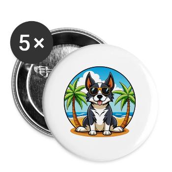 Appenzeller Sennenhund Hunderasse Cartoon Beach - Buttons groß 56 mm (5er Pack) - Weiß - Vorne