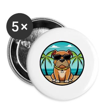 Boerboel Chien Race Dessin Animé Lunettes De Soleil Plage - Lot de 5 grands badges (56 mm) - blanc - Devant