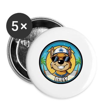 Billy Hunderasse Cartoon Sonnenbrille Strand - Buttons groß 56 mm (5er Pack) - Weiß - Vorne