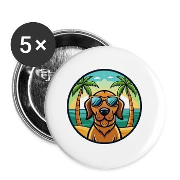 Bloodhound Hund Rasse Cartoon Sonnenbrille Strand - Buttons groß 56 mm (5er Pack) - Weiß - Vorne