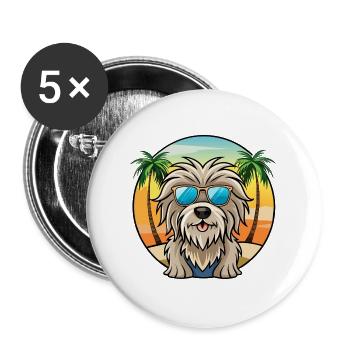 Bergamasco Chien de berger Race Dessin animé Lunettes de soleil Plage - Lot de 5 grands badges (56 mm) - blanc - Devant
