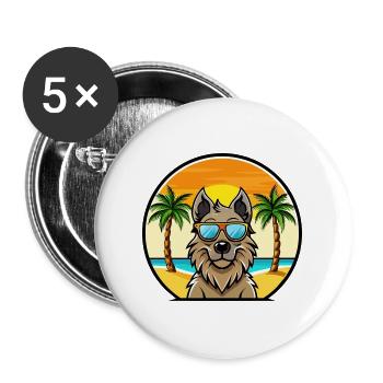 Lunettes de soleil belges Groenendael Dog Breed Cartoon - Lot de 5 grands badges (56 mm) - blanc - Devant
