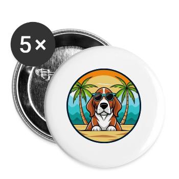 Basset Artesien Normand Hunderasse Cartoon Beach - Buttons groß 56 mm (5er Pack) - Weiß - Vorne