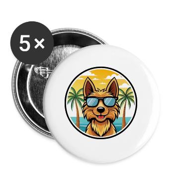 Australian Terrier Dog Breed Cartoon Sunglasses - Buttons large 2.2''/56 mm (5-pack) - white - Front
