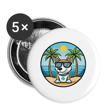 Argentino Chien Race Dessin Animé Lunettes De Soleil Plage - Lot de 5 grands badges (56 mm) - blanc - Devant