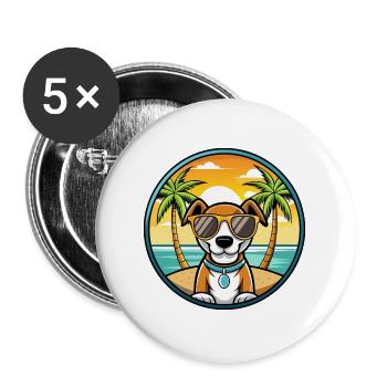 Ariege Pointer Hund Rasse Cartoon Sonnenbrille Strand - Buttons groß 56 mm (5er Pack) - Weiß - Vorne