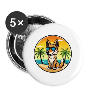 Kelpie australien race de chien dessin animé lunettes de soleil plage - Lot de 5 grands badges (56 mm) - blanc - Devant