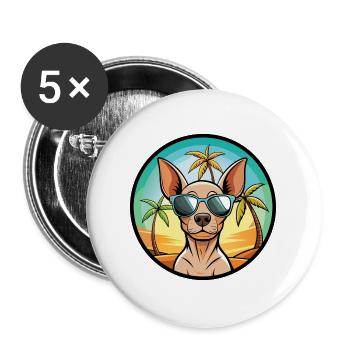 Amerikanischer haarloser Terrier Hunderasse Cartoon Beach - Buttons groß 56 mm (5er Pack) - Weiß - Vorne