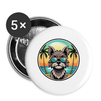 Affenpinscher Chien Race Dessin Animé Lunettes De Soleil Plage - Lot de 5 grands badges (56 mm) - blanc - Devant