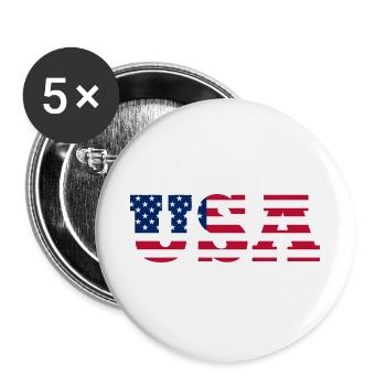Stars & Stripes Lettermark USA - Buttons groß 56 mm (5er Pack) - Weiß - Vorne