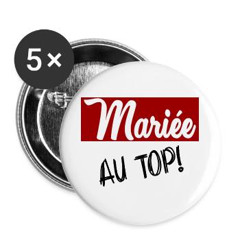 HOCHZEIT. ZUKÜNFTIGE BRAUT. Junggesellinnenabschied - Buttons groß 56 mm (5er Pack) - Weiß - Vorne
