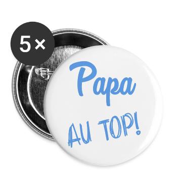 FROHER VATERTAG. PAPA. VATERTAG - Buttons groß 56 mm (5er Pack) - Weiß - Vorne