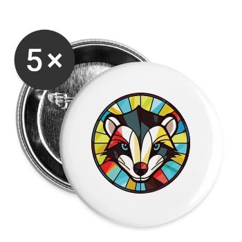 Stinktier bunte Aquarell Tier Haustier Illustration - Buttons groß 56 mm (5er Pack) - Weiß - Vorne