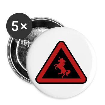 Achtung Einhorn, Gefahr - Buttons groß 56 mm (5er Pack) - Weiß - Vorne