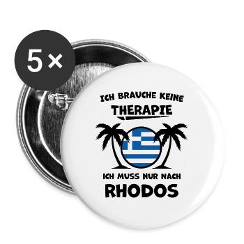 Rhodos Griechenland – Urlaub & Erinnerungen - Buttons groß 56 mm (5er Pack) - Weiß - Vorne