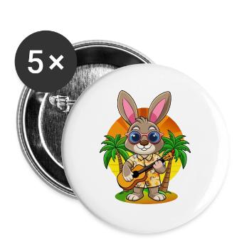 Lunettes de soleil de plage d’été de lapin drôle hawaïenne - Lot de 5 grands badges (56 mm) - blanc - Devant