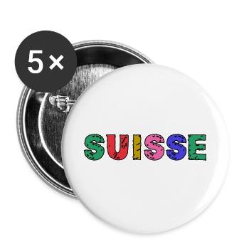 SUISSE. PAYS. GENEVE. HUMOUR. DRAPEAU. GENEVE - Lot de 5 grands badges (56 mm) - blanc - Devant