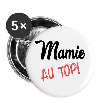 MAMIE. FÊTE DES MÈRES. BONNE FÊTE MAMIE - Lot de 5 grands badges (56 mm) - blanc - Devant