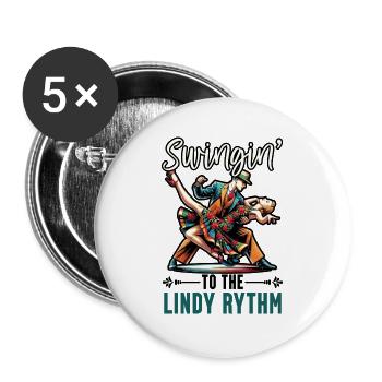 Lindy Hop Tänzer Swinging Dancing Swing Dance - Buttons groß 56 mm (5er Pack) - Weiß - Vorne