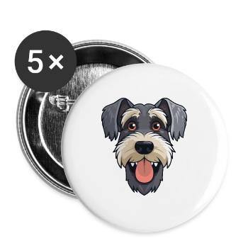 Standard Schnauzer Hunderasse Aquarell Karikatur Ka - Buttons groß 56 mm (5er Pack) - Weiß - Vorne
