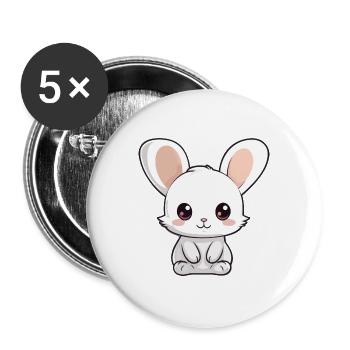 Hase niedliche Karikatur Kawaii Aquarell Tier Haustier - Buttons groß 56 mm (5er Pack) - Weiß - Vorne