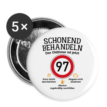97. Geburtstag Schonend Behandeln Oldtimer Ist 97 - Buttons groß 56 mm (5er Pack) - Weiß - Vorne