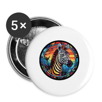 Zebra buntes Aquarell Tier Haustier Illustration - Buttons groß 56 mm (5er Pack) - Weiß - Vorne