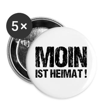 Moin ist Heimat Geschenk Sprüche für den Norden - Buttons groß 56 mm (5er Pack) - Weiß - Vorne