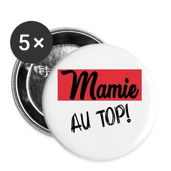MAMIE. GRAND-MERE. FÊTE DES MÈRES - Lot de 5 grands badges (56 mm) - blanc - Devant