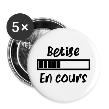 Bêtise en cours - Lot de 5 grands badges (56 mm) - blanc - Devant