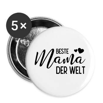 Beste Mama der Welt - Buttons groß 56 mm (5er Pack) - Weiß - Vorne