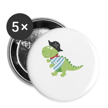 Dino Pirat costume de pirate costume Halloween Carnaval garçon - Lot de 5 grands badges (56 mm) - blanc - Devant
