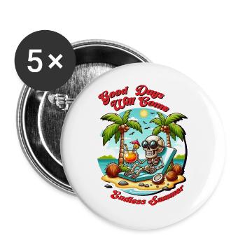 Summer good days - Buttons large 2.2''/56 mm (5-pack) - white - Front