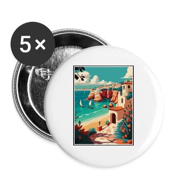 Lagos Portugal Vintage Reiseposter WPA Souvenir - Buttons groß 56 mm (5er Pack) - Weiß - Vorne