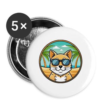 Domestic Cat Breed Cartoon Sunglasses Beach - Buttons large 2.2''/56 mm (5-pack) - white - Front