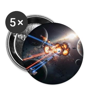 Futuristische Raumfahrt-Illusion - Buttons groß 56 mm (5er Pack) - Weiß - Vorne