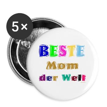 Beste Mutter der Welt - Buttons groß 56 mm (5er Pack) - Weiß - Vorne