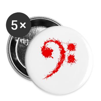Bass Clef Red - Lustiges Musikliebhabergeschenk - Buttons groß 56 mm (5er Pack) - Weiß - Vorne