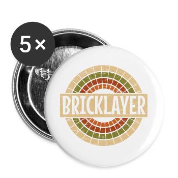 Bauarbeiten Maurer Beruf Maurer - Buttons groß 56 mm (5er Pack) - Weiß - Vorne