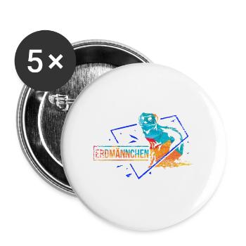 Wuseliges Erdmännchen Savannenbewohner - Buttons groß 56 mm (5er Pack) - Weiß - Vorne