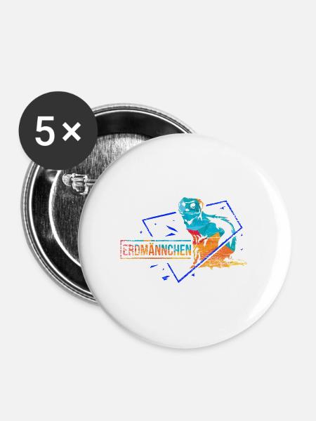 Wuseliges Erdmännchen Savannenbewohner - Buttons groß 56 mm (5er Pack) - Weiß