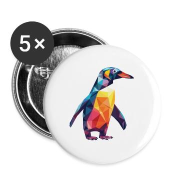 Pinguin Bunte Aquarell-Tierillustration - Buttons groß 56 mm (5er Pack) - Weiß - Vorne