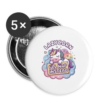 Faulpelz: Ich mache stattdessen ein Nickerchen - Buttons groß 56 mm (5er Pack) - Weiß - Vorne