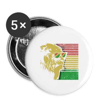 Rasta Lion Löwe Reggae Rastafari Sonnenbrille - Buttons groß 56 mm (5er Pack) - Weiß - Vorne