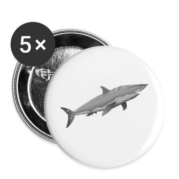 weisser Hai großer weißer Hai - Buttons groß 56 mm (5er Pack) - Weiß - Vorne