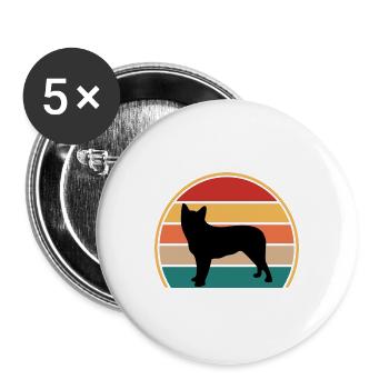 Blue Heeler Hund Liebhaber Silhouette Vintage Sonnenuntergang - Buttons groß 56 mm (5er Pack) - Weiß - Vorne