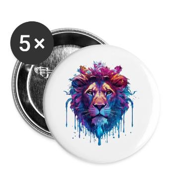 Spiritueller Löwenzauber - Buttons groß 56 mm (5er Pack) - Weiß - Vorne