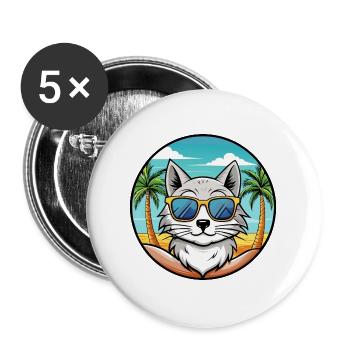 Lunettes de soleil de plage de race de chat angora turc - Lot de 5 grands badges (56 mm) - blanc - Devant