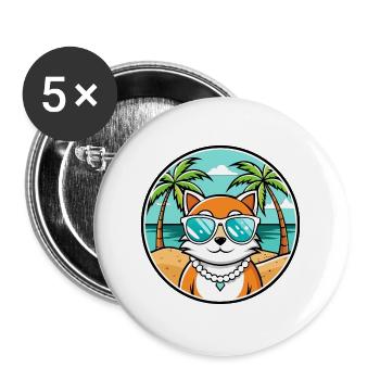Hantilly Tiffany Cat Breed Cartoon Sunglass Beach - Buttons large 2.2''/56 mm (5-pack) - white - Front