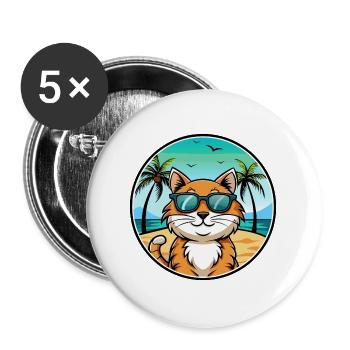 California Spangled Cat Breed Cartoon Sunglasses - Buttons large 2.2''/56 mm (5-pack) - white - Front